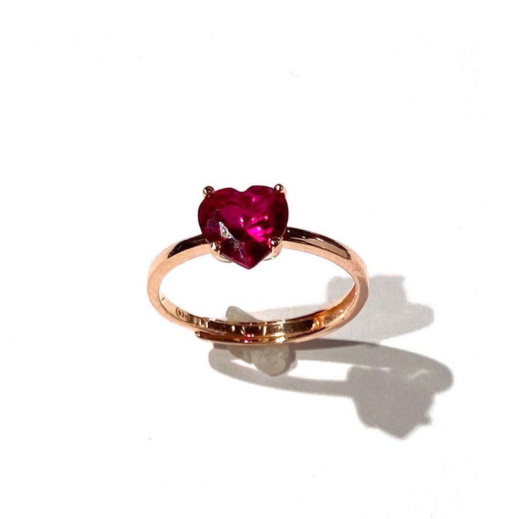 Anello argento rose’ con zircone a cuore rosso. Misura regolabile
