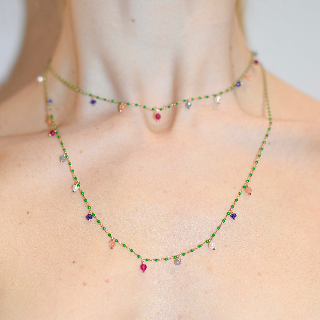 Collana argento rose’ con pietre colorate