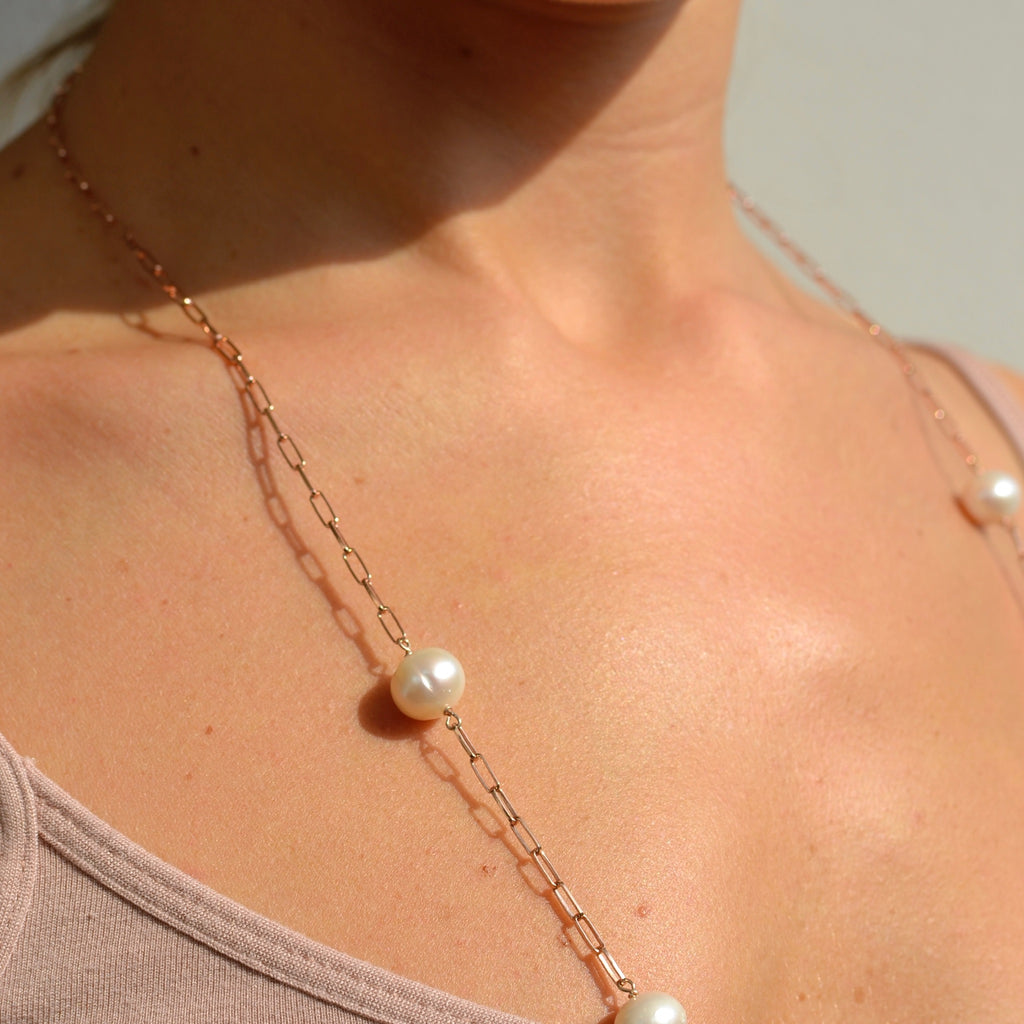 Collana argento rose’ con perle naturali